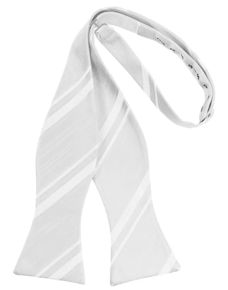 White Striped Satin Bow Tie