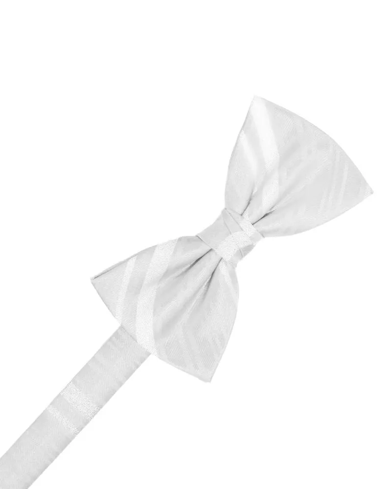 White Striped Satin Kids Bow Tie