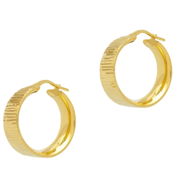 Wide, Sparkly Hoop Earrings - Gold