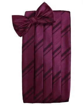 Wine Striped Satin Cummerbund