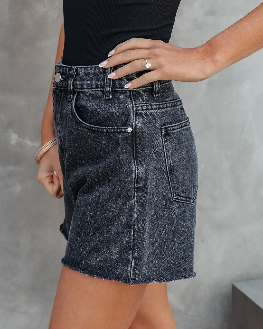 Winston High Waist Frayed Hem Shorts