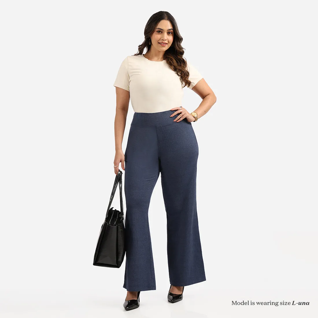 Work-To-Wine Twill Wide Leg Flare Pants