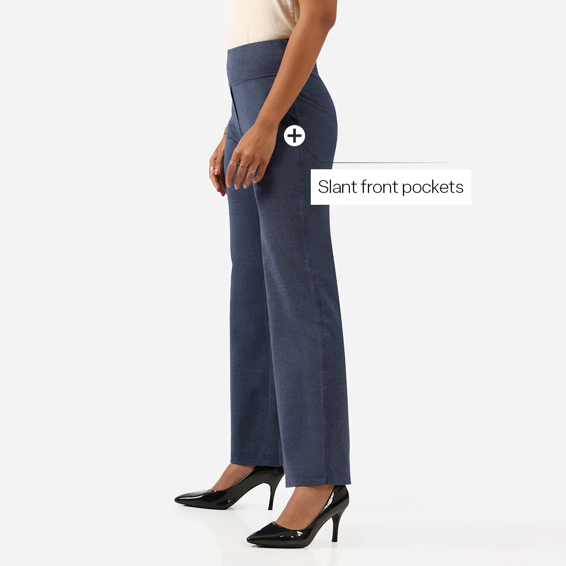 Work-To-Wine Twill Wide Leg Flare Pants