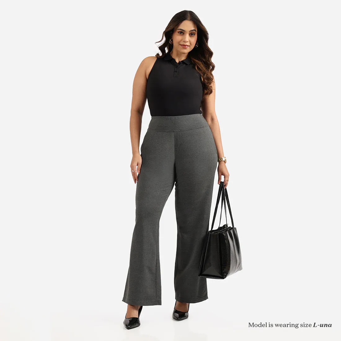 Work-To-Wine Twill Wide Leg Flare Pants